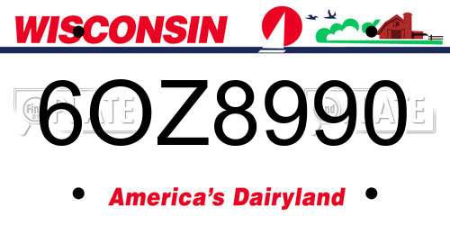 6OZ8990 Wisconsin License Plate