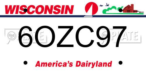 6OZC97 Wisconsin License Plate