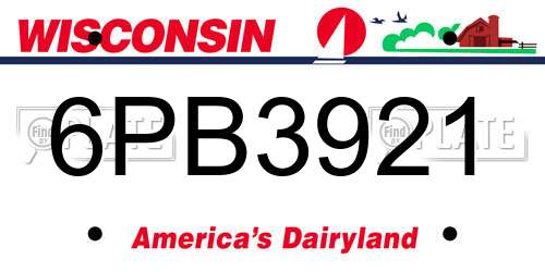 6PB3921 Wisconsin License Plate