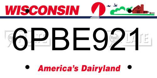 6PBE921 Wisconsin License Plate