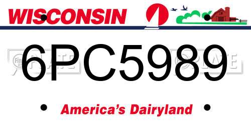 6PC5989 Wisconsin License Plate