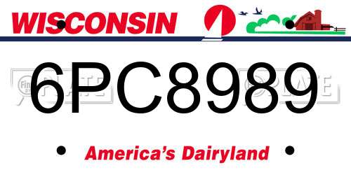 6PC8989 Wisconsin License Plate