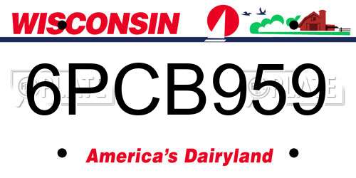 6PCB959 Wisconsin License Plate