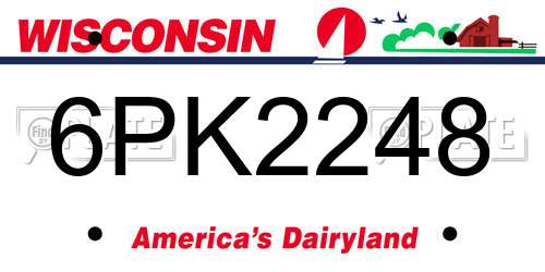 6PK2248 Wisconsin License Plate
