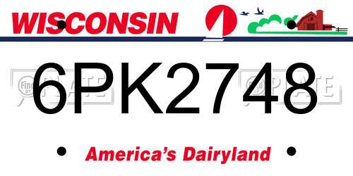 6PK2748 Wisconsin License Plate