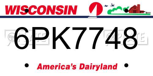 6PK7748 Wisconsin License Plate