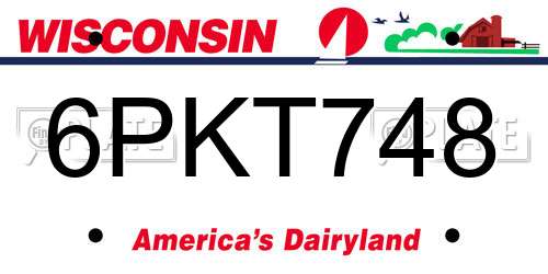 6PKT748 Wisconsin License Plate