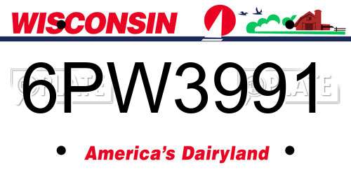 6PW3991 Wisconsin License Plate
