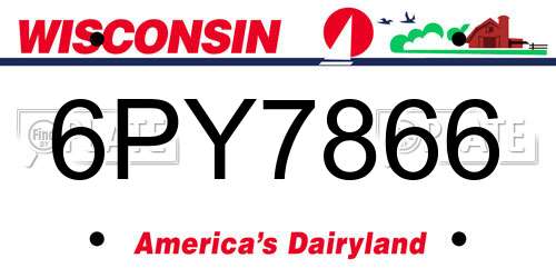 6PY7866 Wisconsin License Plate