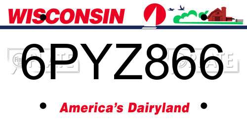6PYZ866 Wisconsin License Plate