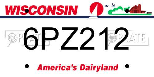 6PZ212 Wisconsin License Plate