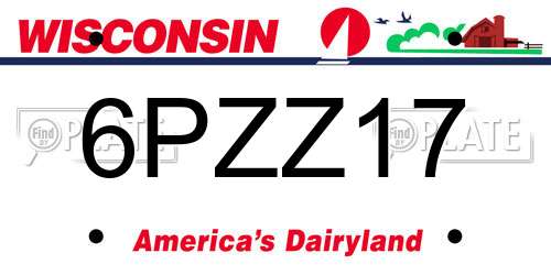 6PZZ17 Wisconsin License Plate