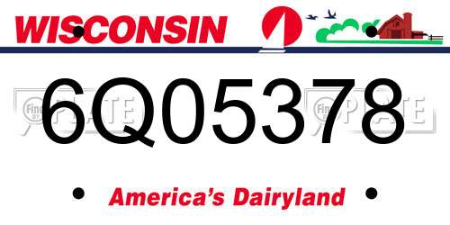 6Q05378 Wisconsin License Plate