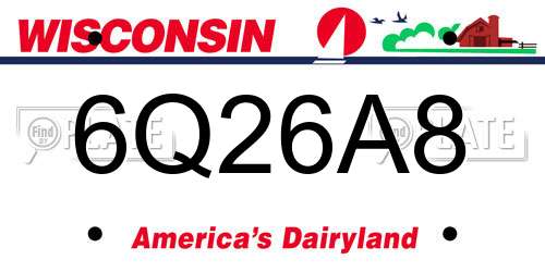 6Q26A8 Wisconsin License Plate