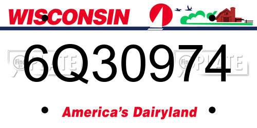 6Q30974 Wisconsin License Plate
