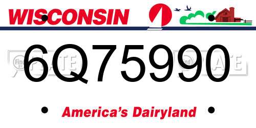 6Q75990 Wisconsin License Plate
