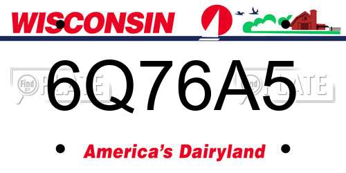 6Q76A5 Wisconsin License Plate