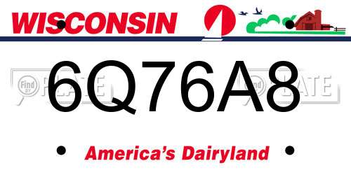 6Q76A8 Wisconsin License Plate