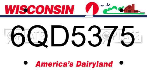 6QD5375 Wisconsin License Plate