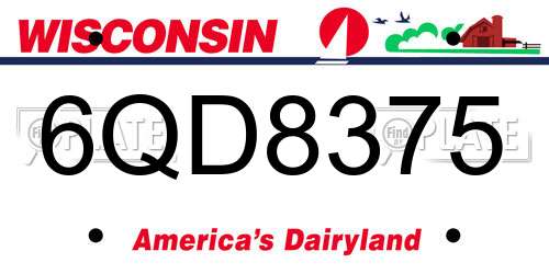 6QD8375 Wisconsin License Plate