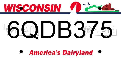 6QDB375 Wisconsin License Plate