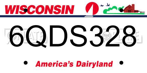 6QDS328 Wisconsin License Plate