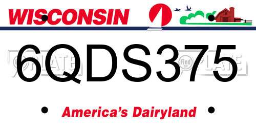 6QDS375 Wisconsin License Plate