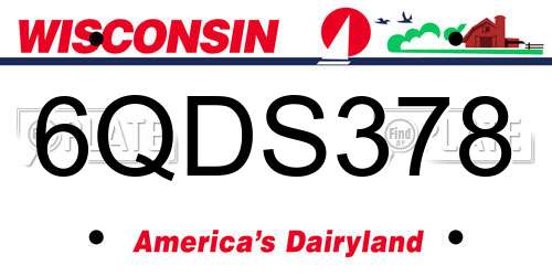 6QDS378 Wisconsin License Plate