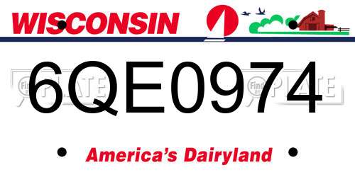 6QE0974 Wisconsin License Plate