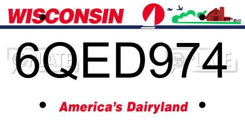 6QED974 Wisconsin License Plate