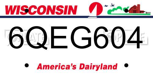 6QEG604 Wisconsin License Plate