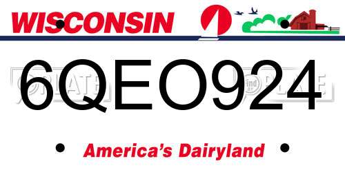 6QEO924 Wisconsin License Plate