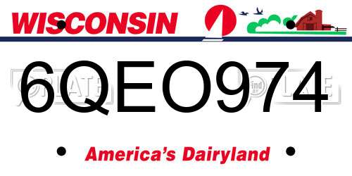6QEO974 Wisconsin License Plate