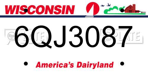 6QJ3087 Wisconsin License Plate