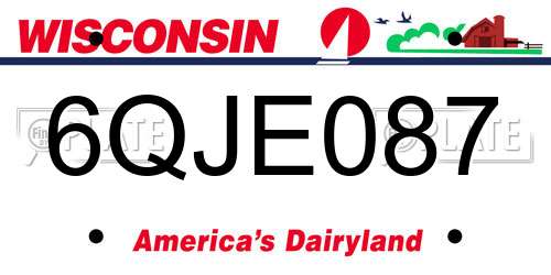 6QJE087 Wisconsin License Plate