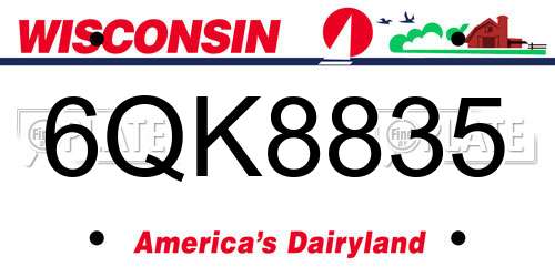 6QK8835 Wisconsin License Plate