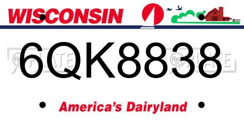 6QK8838 Wisconsin License Plate