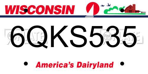 6QKS535 Wisconsin License Plate