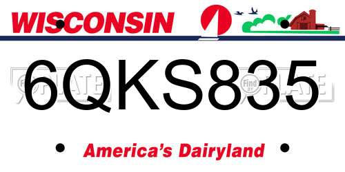 6QKS835 Wisconsin License Plate
