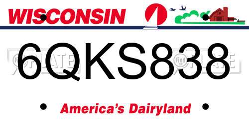 6QKS838 Wisconsin License Plate