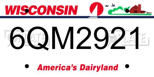 6QM2921 Wisconsin License Plate