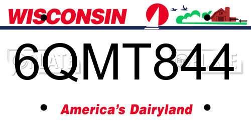 6QMT844 Wisconsin License Plate