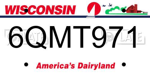 6QMT971 Wisconsin License Plate