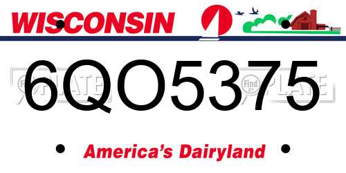 6QO5375 Wisconsin License Plate