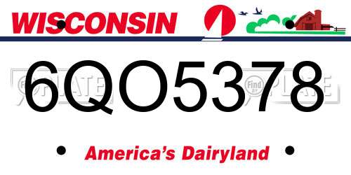 6QO5378 Wisconsin License Plate