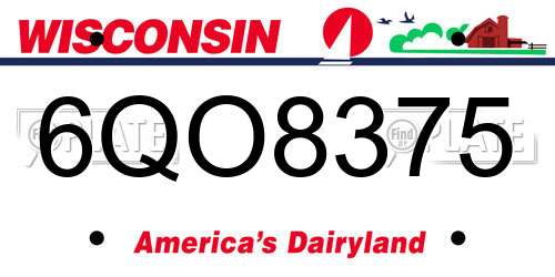 6QO8375 Wisconsin License Plate