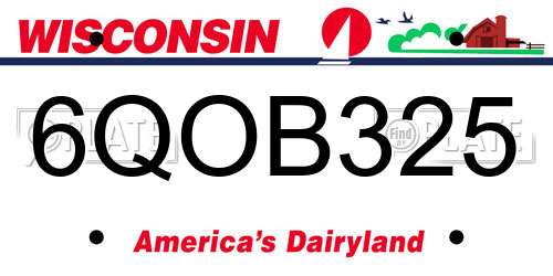 6QOB325 Wisconsin License Plate
