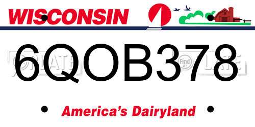 6QOB378 Wisconsin License Plate