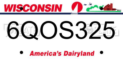 6QOS325 Wisconsin License Plate