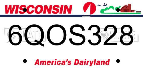 6QOS328 Wisconsin License Plate